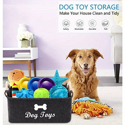 2pc Felt Dog Toy Storage Basket