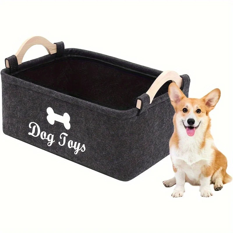 2pc Felt Dog Toy Storage Basket