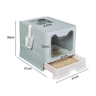 Foldable Cat Litter Box Fully Enclosed Anti-Splash