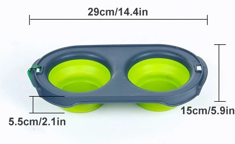 Silicone Double Collapsible Dog Bowl Travel Portable