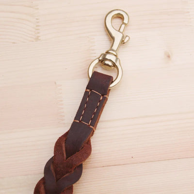 Short Dog Leash Braided Real Leather