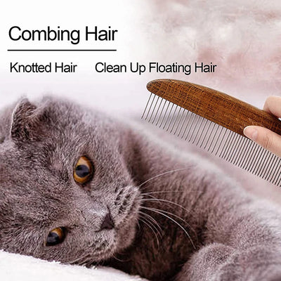 Professional Comfortable Solid Wood Pet Comb For Shedding