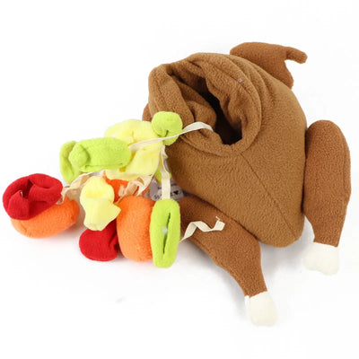 Jouet interactif en peluche pour chien en forme de poulet