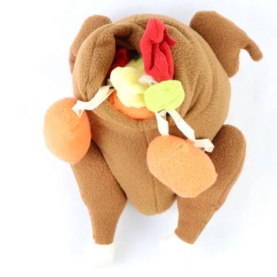 Jouet interactif en peluche pour chien en forme de poulet