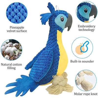 Plush Dog Toys Interactive Squeaky Durable Stuffed Cotton Rope Toy