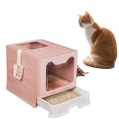 Foldable Cat Litter Box Fully Enclosed Anti-Splash