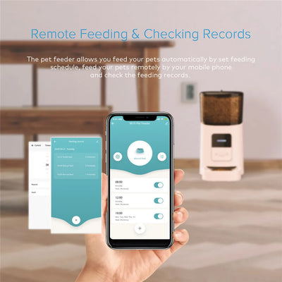 Distributeur automatique de nourriture pour animaux de compagnie intelligent avec Wi-Fi de grande capacité de 6 L