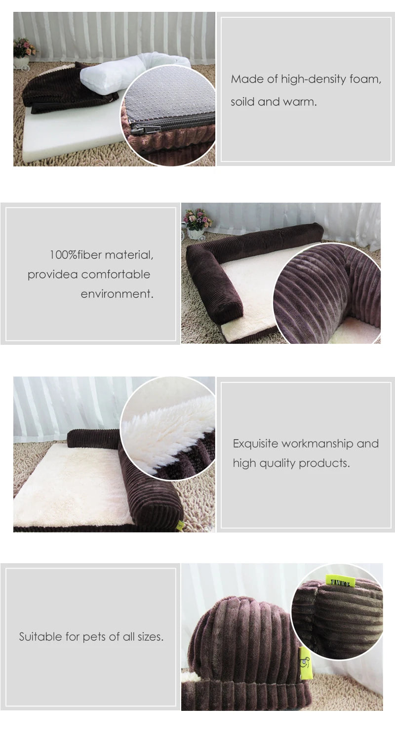 L Shaped Square Pillow Machine Washable Pet Bed