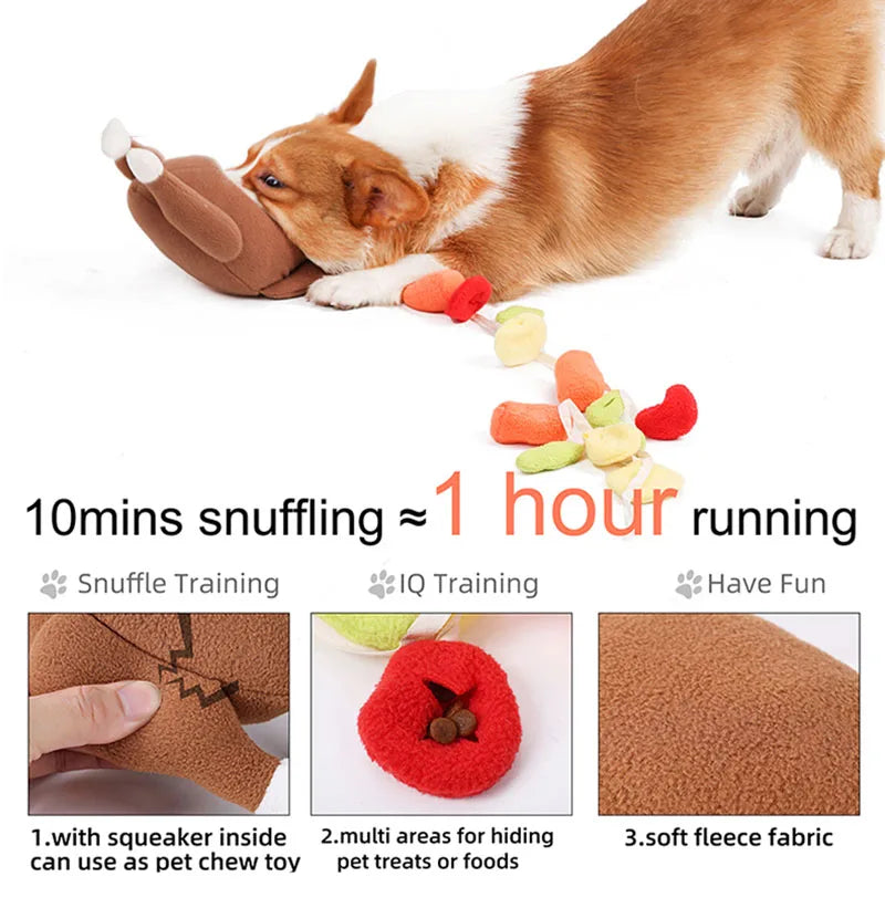 Jouet interactif en peluche pour chien en forme de poulet