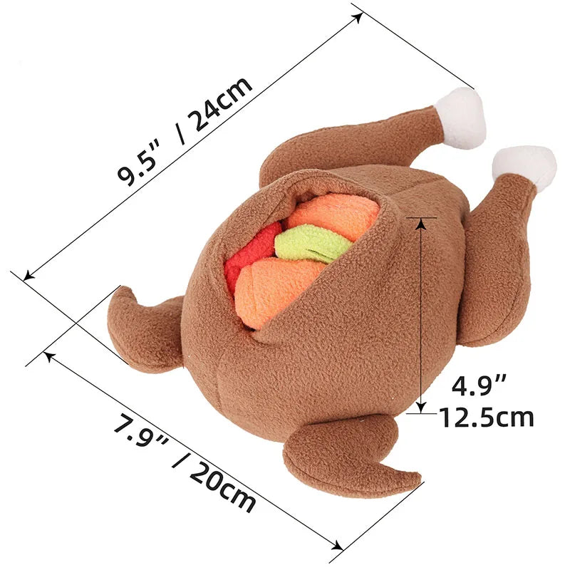 Jouet interactif en peluche pour chien en forme de poulet