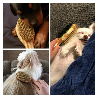 Professional Soft Double Sided Pin Bristle Bamboo Dog Brush