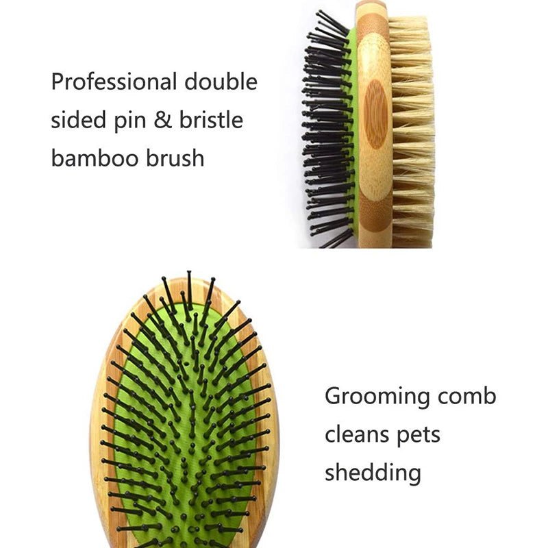 Professional Soft Double Sided Pin Bristle Bamboo Dog Brush