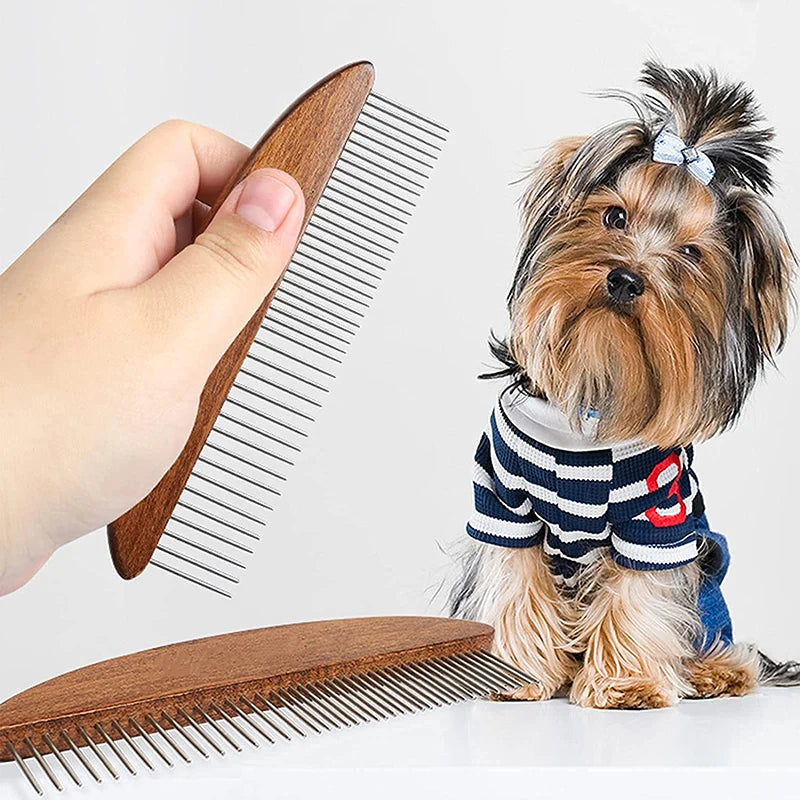 Peigne professionnel confortable en bois massif pour animaux de compagnie pour la perte de poils