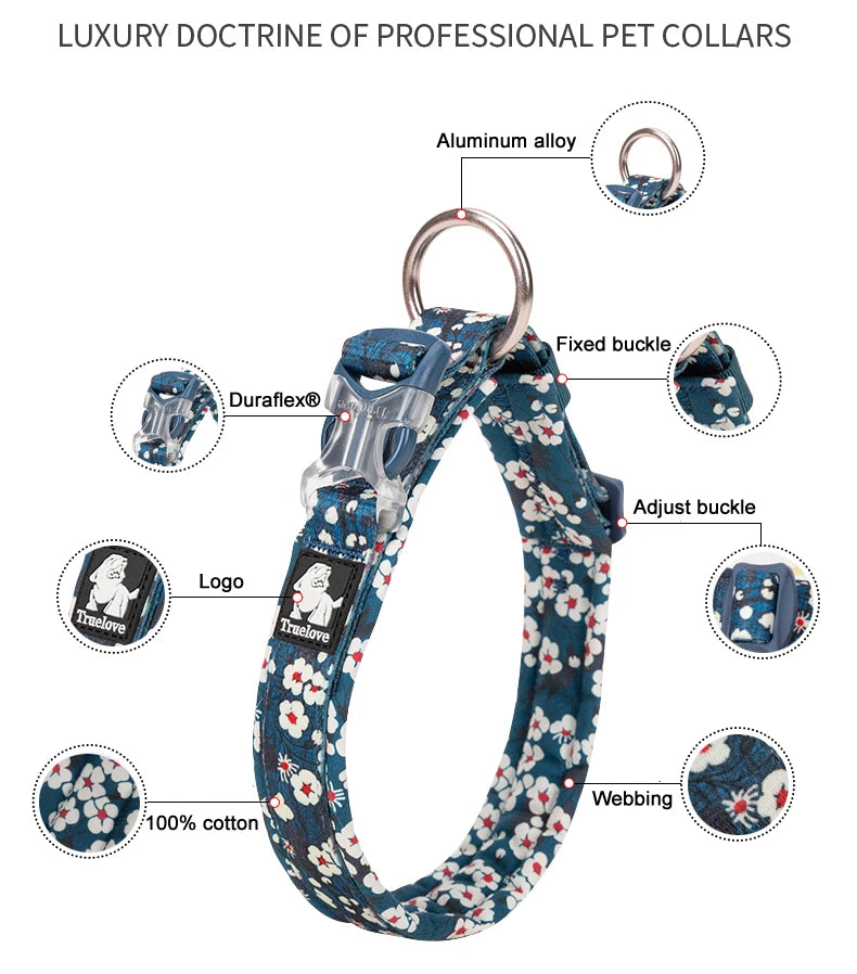 Collier pour chien à motif floral avec coussin rembourré confortable