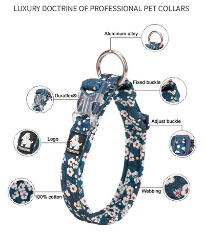 Collier pour chien à motif floral avec coussin rembourré confortable