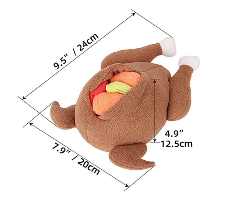 Jouet interactif en peluche pour chien en forme de poulet