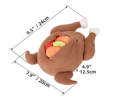 Jouet interactif en peluche pour chien en forme de poulet