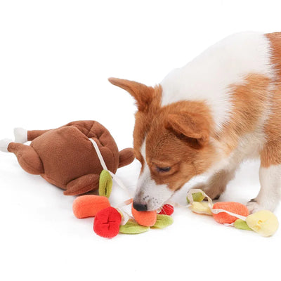 Jouet interactif en peluche pour chien en forme de poulet