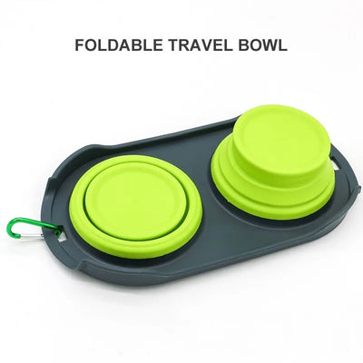 Gamelle pliable double en silicone pour chien - Portable - Pour voyage