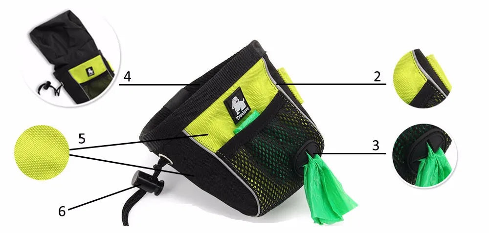 Multi Use Travel Dog Snack Treat Bag Reflective Clip On