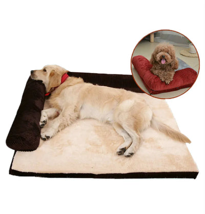 Coussin carré en forme de L lavable en machine pour animaux de compagnie