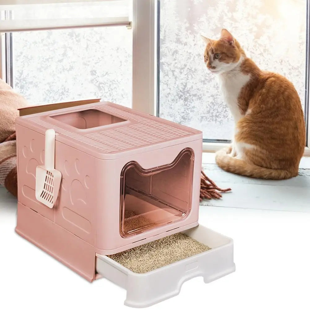 Foldable Cat Litter Box Fully Enclosed Anti-Splash