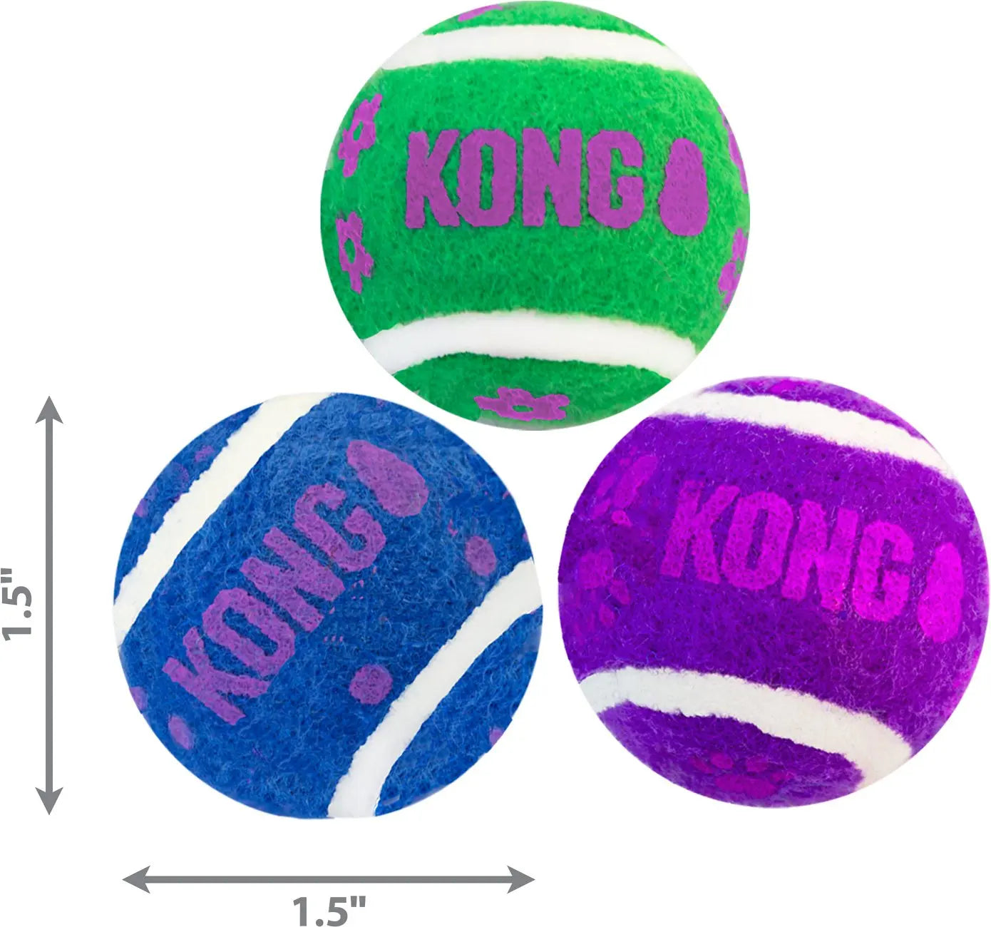 KONG Trio Tennisbälle mit Glöckchen Katzenspielzeug