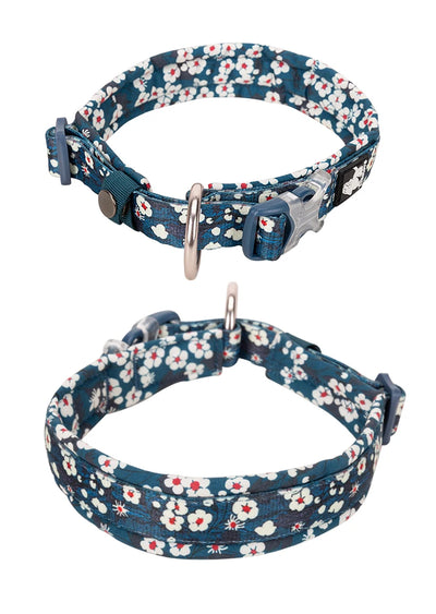 Collier pour chien à motif floral avec coussin rembourré confortable