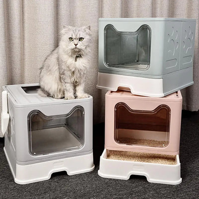 Foldable Cat Litter Box Fully Enclosed Anti-Splash