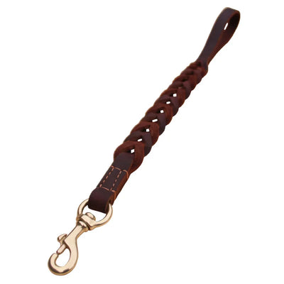 Short Dog Leash Braided Real Leather