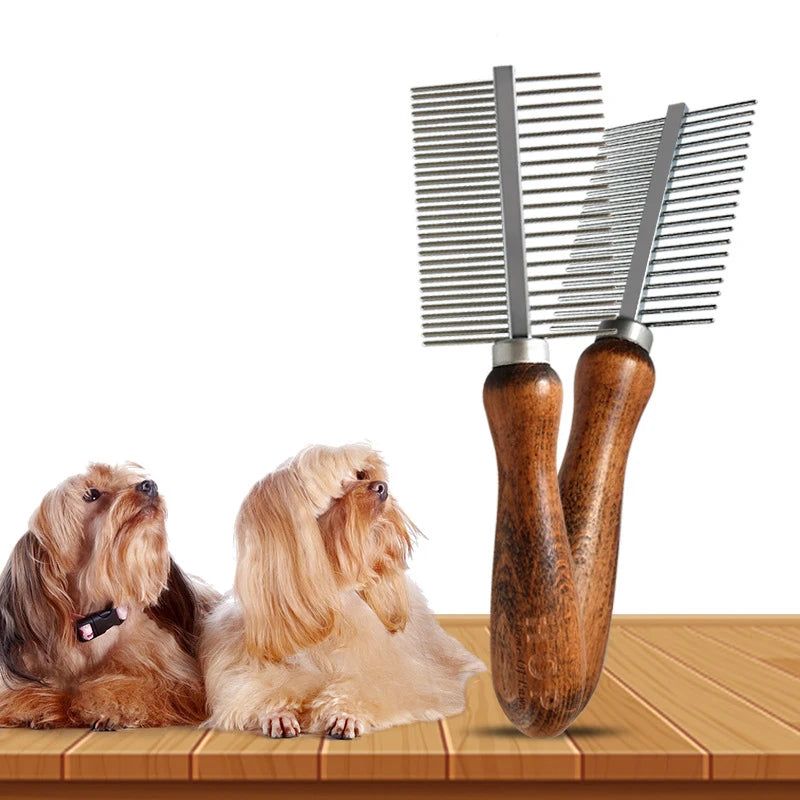 Double-Sided Stainless Steel Comb Pet Grooming Brush Shedding