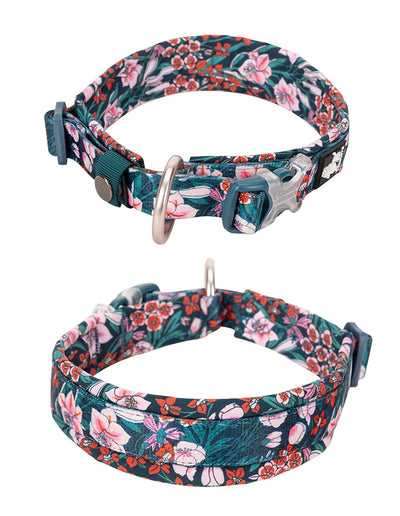 Collier pour chien à motif floral avec coussin rembourré confortable