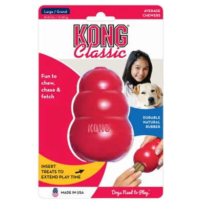 KONG Classic Natural Teething Rubber Dog Chew Toy XS-XXL