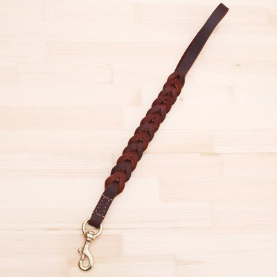 Short Dog Leash Braided Real Leather