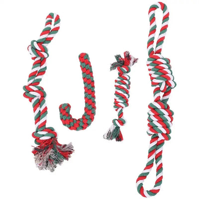 Christmas Dog Rope Toy Interactive Knots Cotton