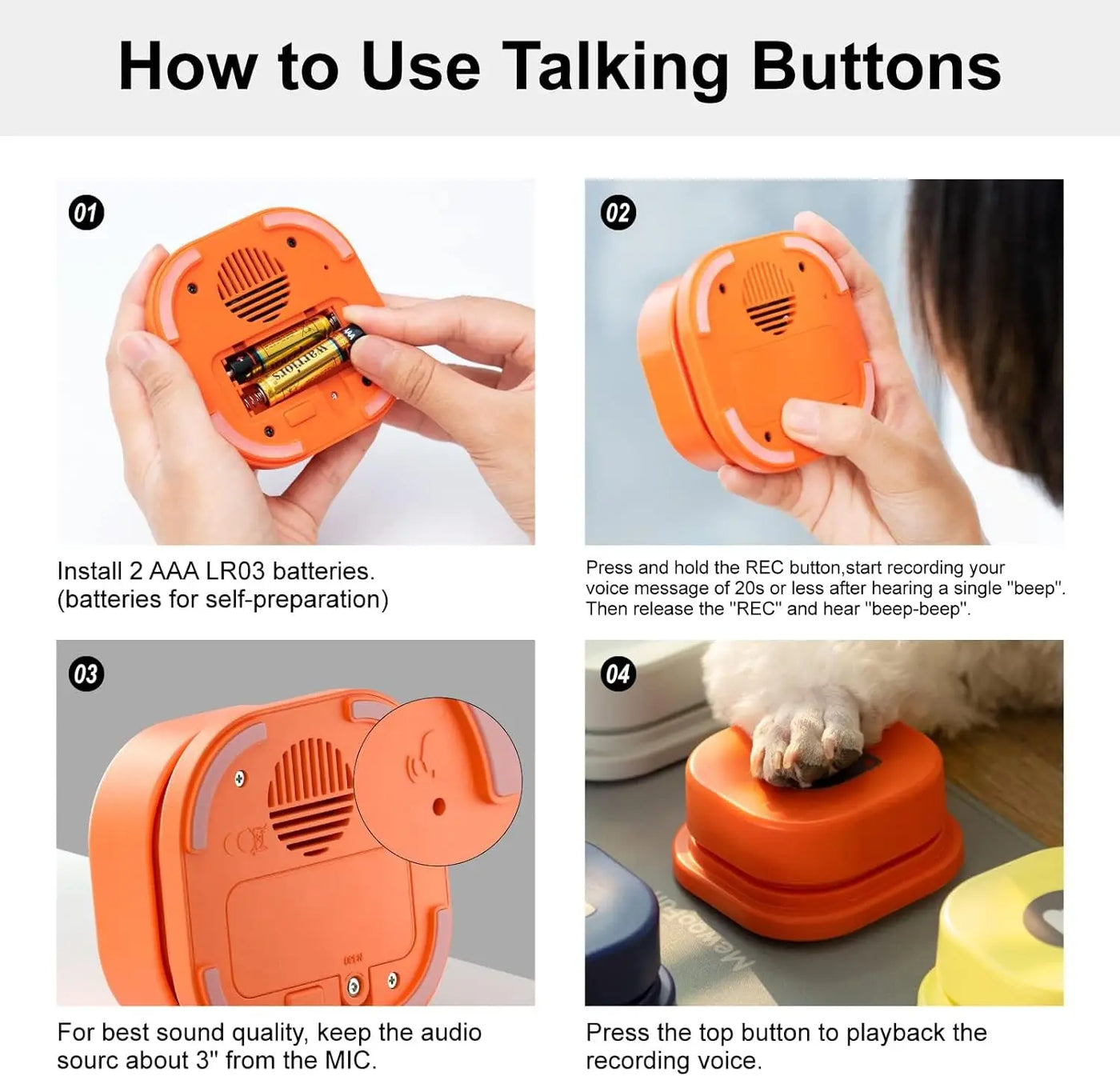 Dog Button Record Talking Pet Communication Vocal