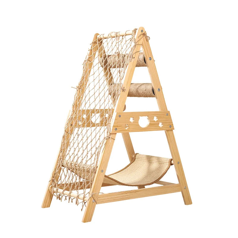 Cat Nest Climbing Sleep Net Frame Wooden Jumping Platform