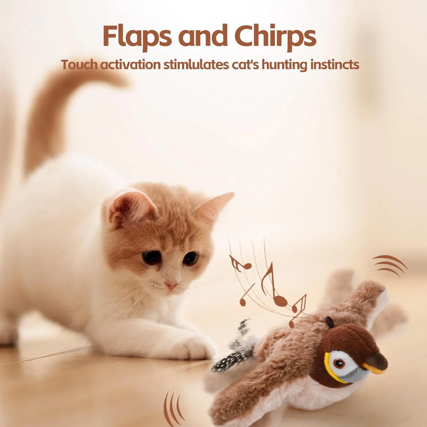 Jouet interactif pour chat Flappy Bird Oiseau gazouillant et battant rechargeable