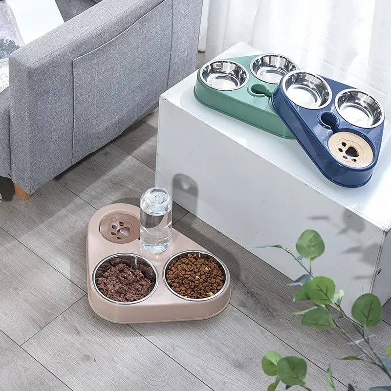 Gamelle pour chien et chat avec bouteille et distributeur automatique de nourriture