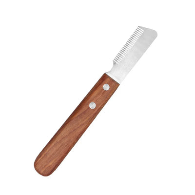 Pet Hair Removal Knife Professional Dog Comb Stainless Wooden Handle