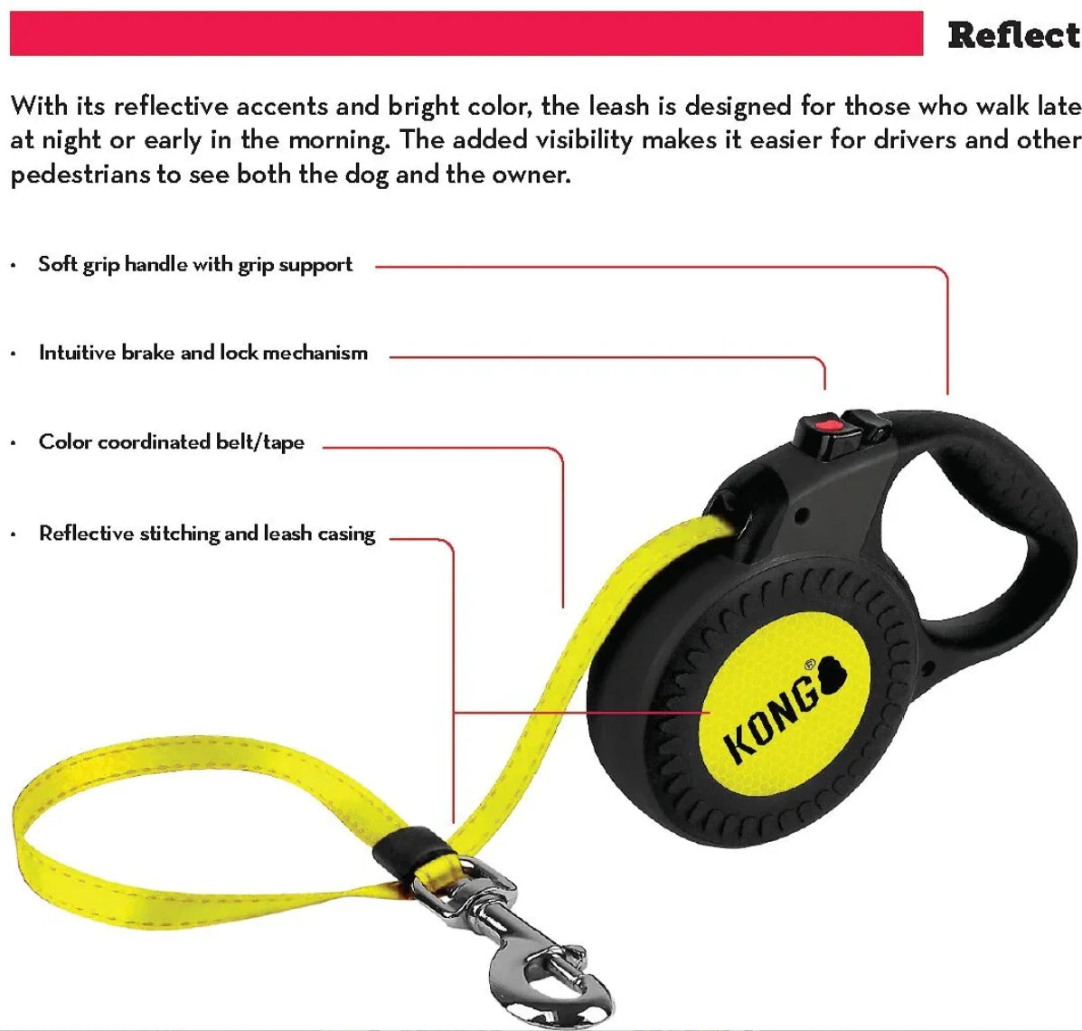 Retractable Reflect Reflective Retractable Dog Leash