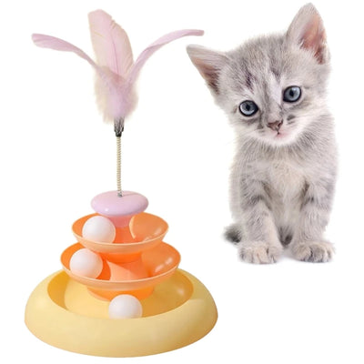 Colorful Rotating Cats Feather Toy