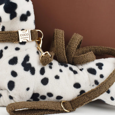 Set aus Hundehalsband und Leine aus Teddysamt