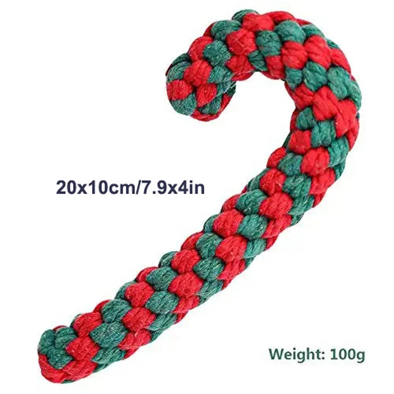 Christmas Dog Rope Toy Interactive Knots Cotton