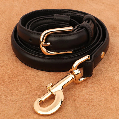 Classic Soft Leather Dog Leash adjustable