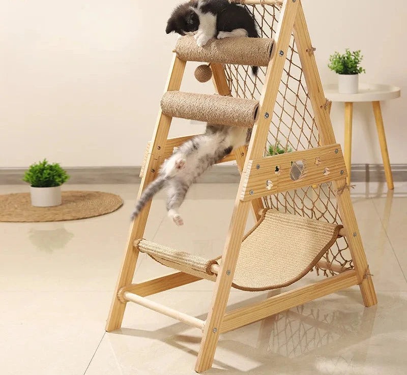 Cat Nest Climbing Sleep Net Frame Wooden Jumping Platform