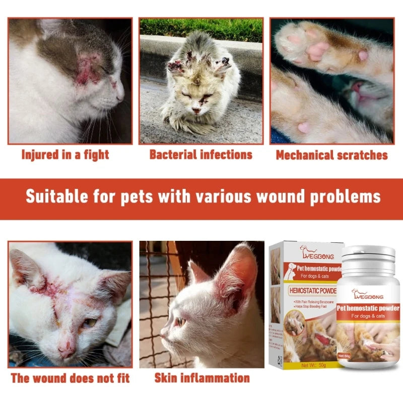 Styptic Stop Bleeding Powder Safe For Pets Blood Stopper Anti-inflammatory Anti-bacterial Broken Injury