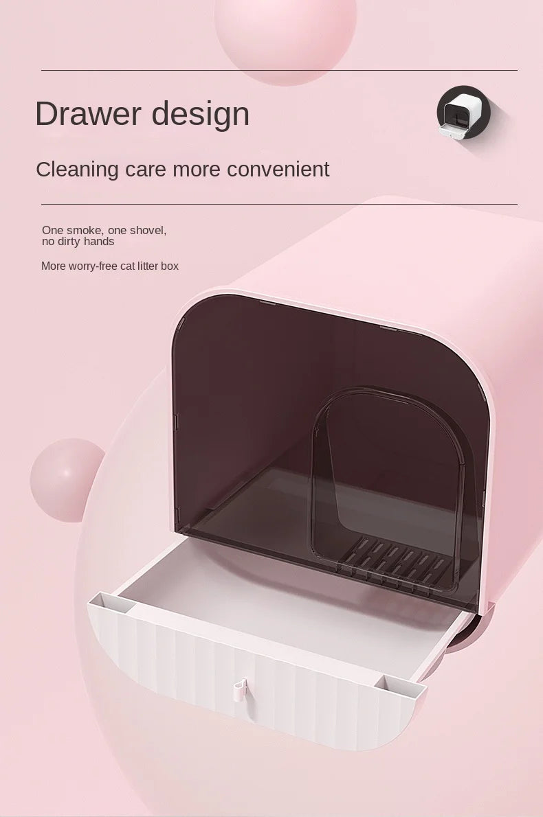 Elegant Cat Litter Basin Large Capacity Fully Enclosed Cat Toilet