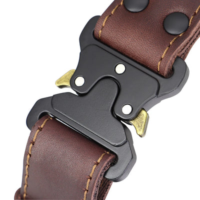 Collier pour gros chien en cuir véritable souple avec contrôle rapide par clic – Confort et contrôle haut de gamme