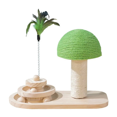 Mushroom Solid Wooden Carousel Sisal Cat Toy